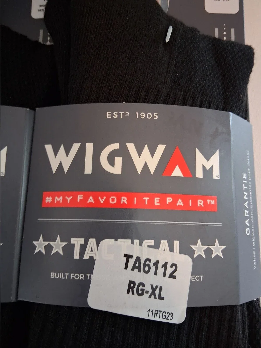 WigWam Black Tactical Crew Socks - Pack of 8 Sz XL Men's Shoe Size 12-15